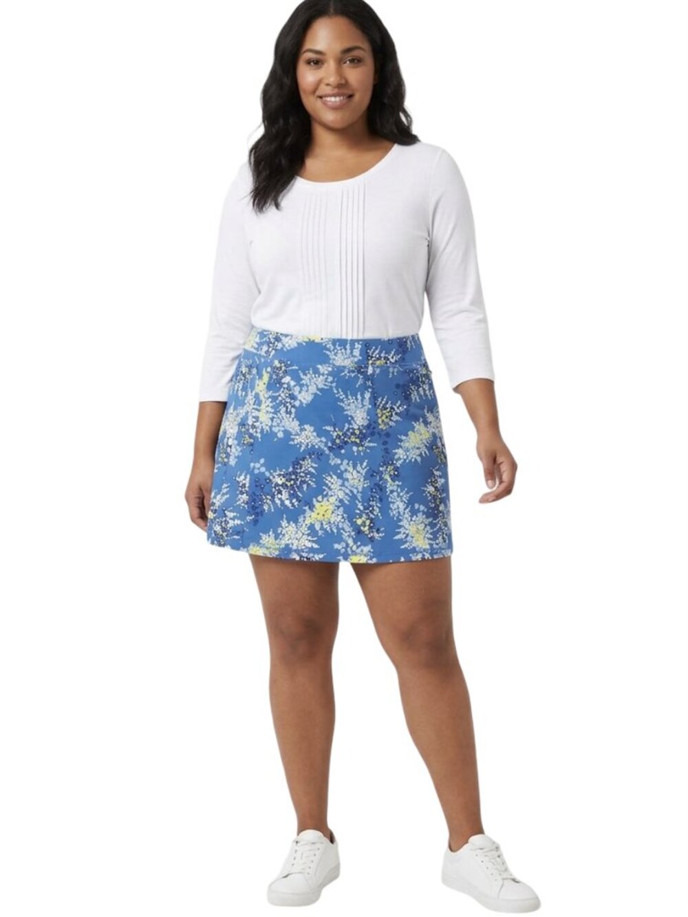 Talbots Floral Fitness Skirt Skort & White ¾ Sleeve Pleated Top 2-Piece Set NWT - Picture 5 of 14
